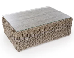 Kubu Sofabord m/glasplade - Naturrattan