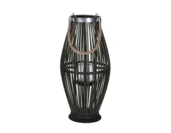 Lanterne, Mørkegrøn rattan, Ø:24xH:48 cm