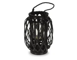 Lanterne, Sort Rattan, Ø:23 x H:30 cm
