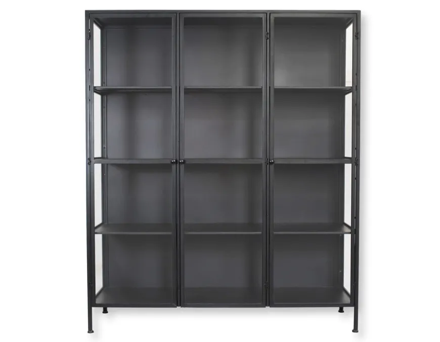 Lønstrup Vitrineskab i Metal - 135x40x160 cm - Sort