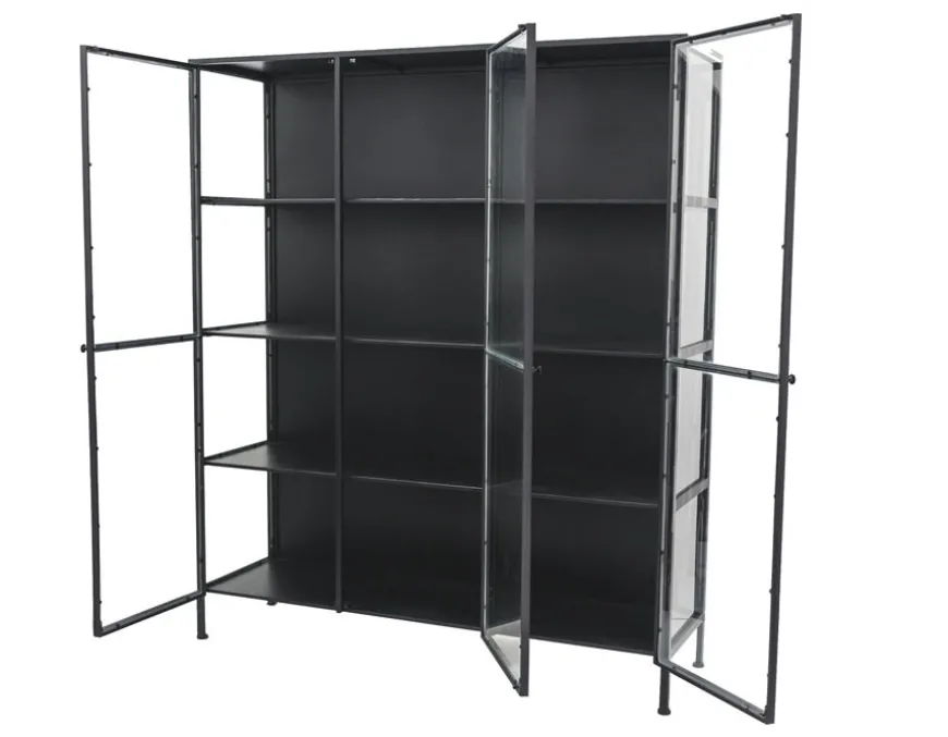 Lønstrup Vitrineskab i Metal - 135x40x160 cm - Sort