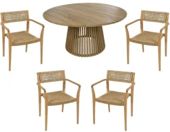 Luna Manja Teak havemøbelsæt m/4 stole - Ø150 cm
