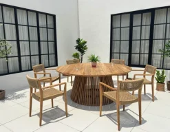 Luna Manja Teak havemøbelsæt m/6 stole - Ø180 cm