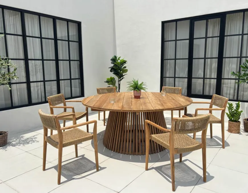 Luna Manja Teak havemøbelsæt m/6 stole - Ø180 cm