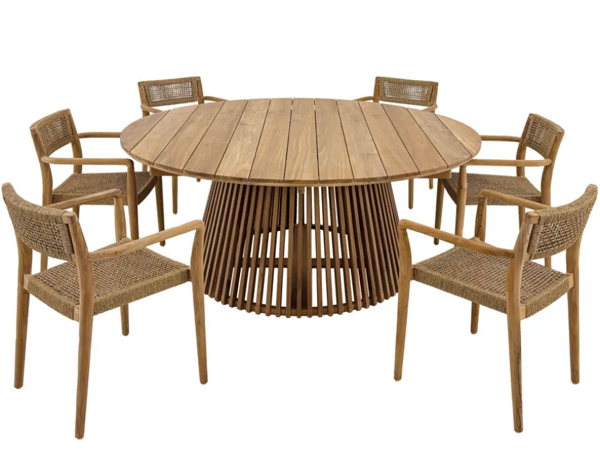 Luna Manja Teak havemøbelsæt m/6 stole - Ø180 cm