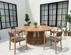 Luna Tonka Teak havemøbelsæt m/6 stole - Ø180 cm