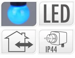 Lyskæde, LED m/20 pærer, Multifarvet