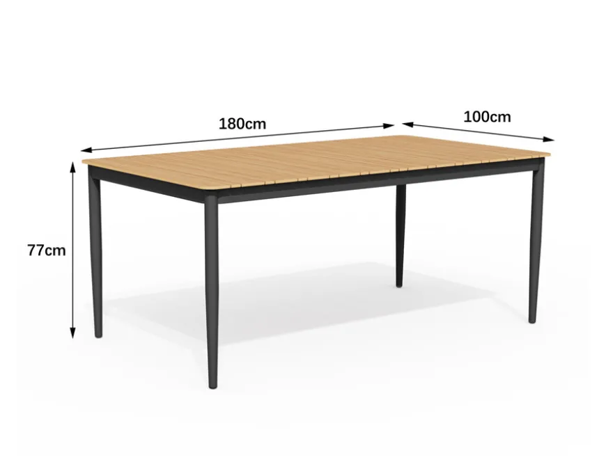 Malmø Andrea Havemøbelsæt - 100x180/235 cm - Mørkegrå