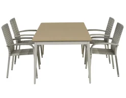 Malmø Geneve Havemøbelsæt - 100x180/235 cm - Gråhvid