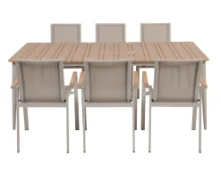 Malmø Havelmøbelsæt m/6 Stabelstole - 100x200 cm - Gråhvid