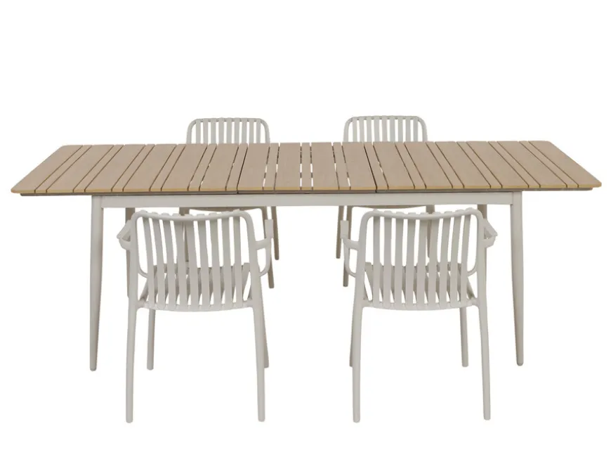 Malmø Sonja Havemøbelsæt - 100x180/235 cm - Gråhvid