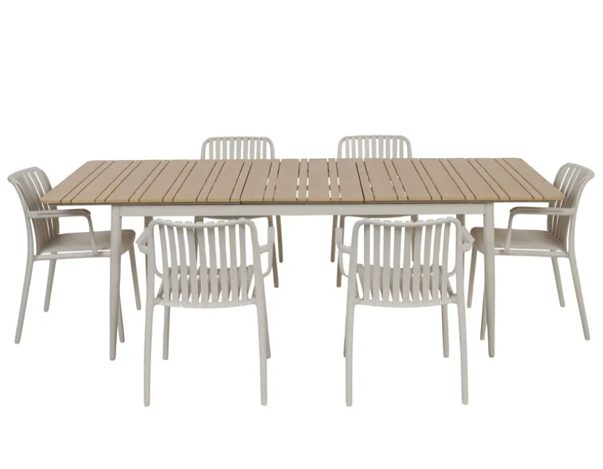 Malmø Sonja Havemøbelsæt - 100x180/235 cm - Gråhvid