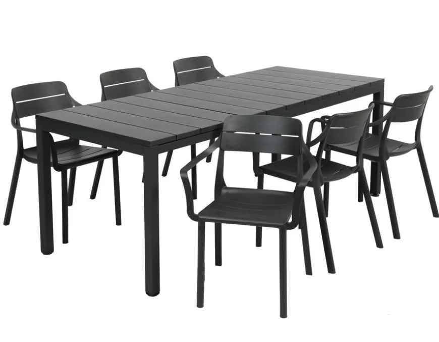 Nardi Rio Cassia Havemøbelsæt 140-210cm - Antracit