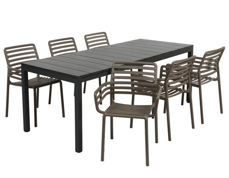 Nardi Rio Doga Havemøbelsæt 140-210cm - Antracit/Tabacco