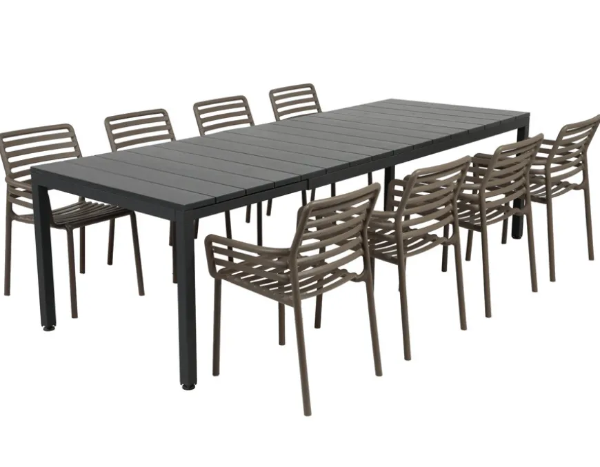 Nardi Rio Doga Havemøbelsæt 210-280cm - Antracit/Tabacco