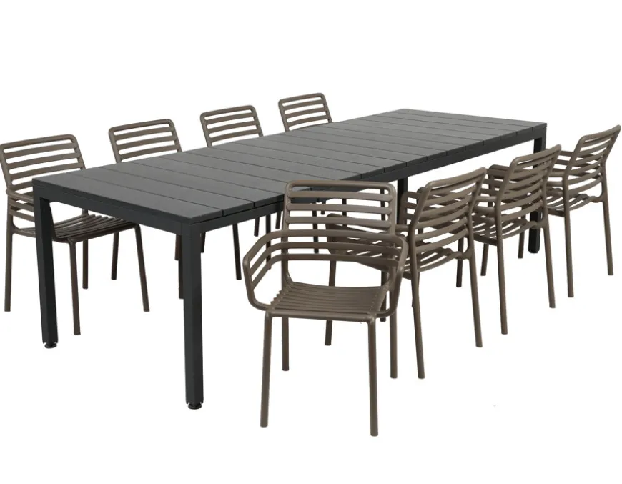 Nardi Rio Doga Havemøbelsæt 210-280cm - Antracit/Tabacco