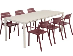 Nardi Tevere Cassia Havemøbelsæt 147-211cm - Sand/Borgogna