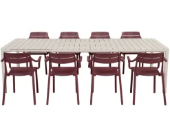 Nardi Tevere Cassia Havemøbelsæt 210-275cm - Sand/Borgogna