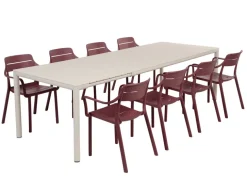 Nardi Tevere Cassia Havemøbelsæt 210-275cm - Sand/Borgogna