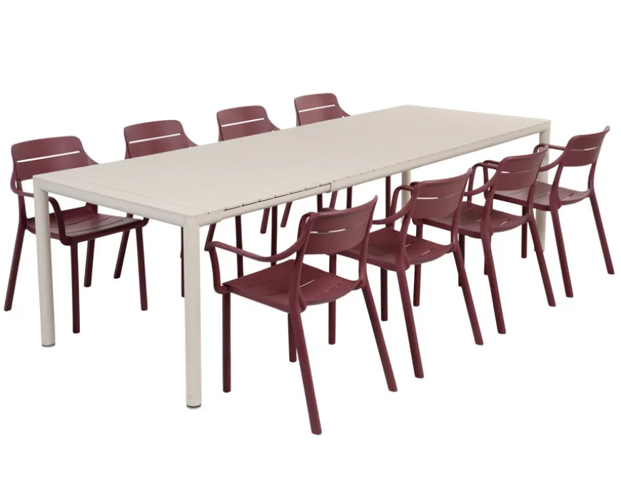 Nardi Tevere Cassia Havemøbelsæt 210-275cm - Sand/Borgogna