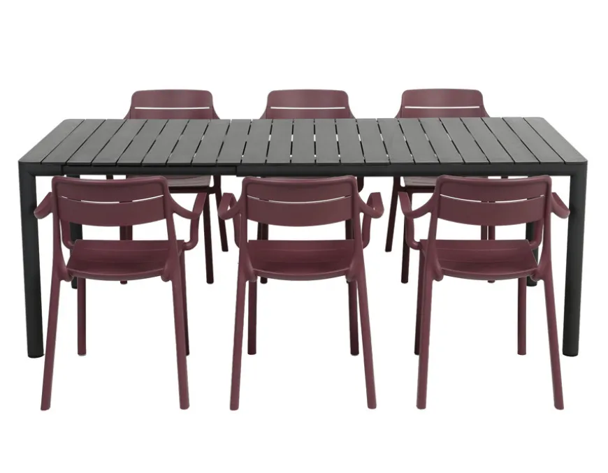 Nardi Tevere Cassia Havemøbelsæt 147-211cm - Antracit/Borgogna