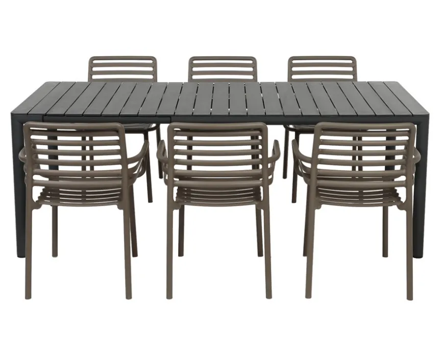 Nardi Tevere Doga Havemøbelsæt 147-211cm - Antracit/Tabacco