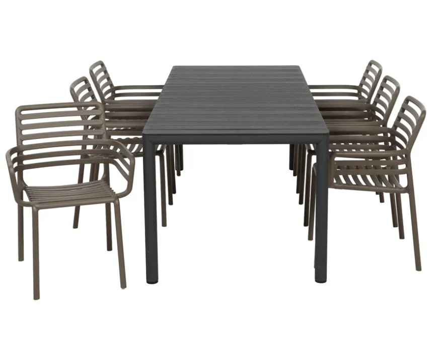 Nardi Tevere Doga Havemøbelsæt 147-211cm - Antracit/Tabacco