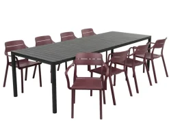 Nardi Tevere/Cassia Havemøbelsæt 210-275cm - Antracit/Borgogna