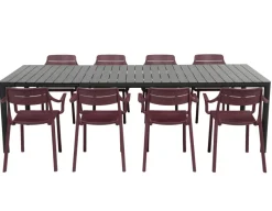 Nardi Tevere/Cassia Havemøbelsæt 210-275cm - Antracit/Borgogna
