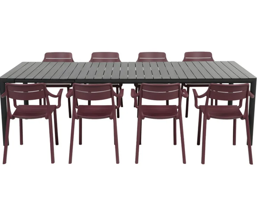 Nardi Tevere/Cassia Havemøbelsæt 210-275cm - Antracit/Borgogna