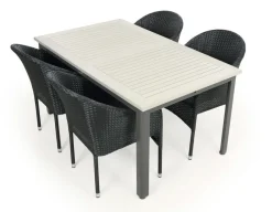 Nydala Andrea Havemøbelsæt m/4 stole - 90x150/200 - Grå/Sort