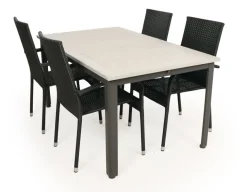 Nydala Geneve Havemøbelsæt m/4 stole - 90x150/200 - Lys Grå/Sort