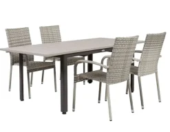 Nydala Geneve Havemøbelsæt m/4 stole - 90x150/200 - Grå