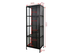 Nyråd Vitrineskab i Metal - 60x40x172 cm - Sort
