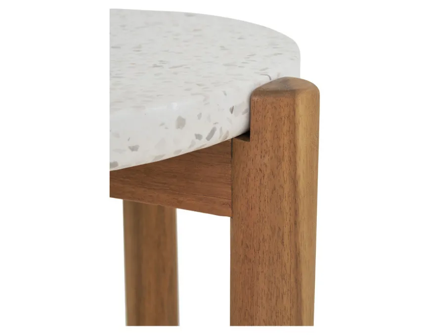 Olivia Sidebord - Ø37|46H cm - Akacie/terrazzo
