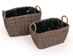 Plantekurv Stor - Oval - Naturrattan