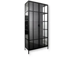Præstø Vitrineskab i Metal - 92x40x201,5 cm - Sort