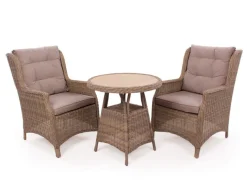 Rio Dusty Cafesæt m/2 loungestole - Ø 70 cm - m/vandafv. hynder