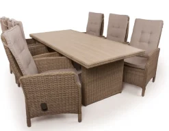 Rio Dusty Havemøbelsæt m/6 pos stole - 94x210 cm - m/vandafv. hynder