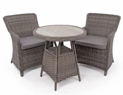 Rio Grå Cafesæt m/2 spisestole - Ø 70 cm