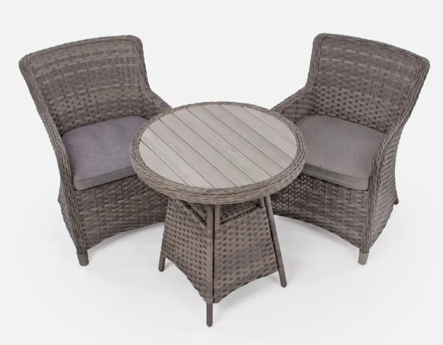 Rio Grå Cafesæt m/2 spisestole - Ø 70 cm