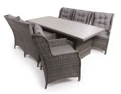 Rio Grå Havemøbelsæt m/6 loungestole - 94x210 cm - m/vandafv. hynder