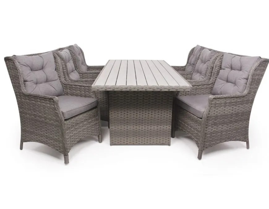 Rio Grå Havemøbelsæt m/6 loungestole - 94x210 cm - m/vandafv. hynder