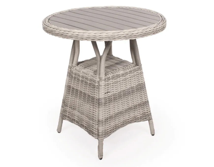 Rio Lys Grå Cafesæt m/2 spisestole - Ø 70 cm - m/vandafv. hynder