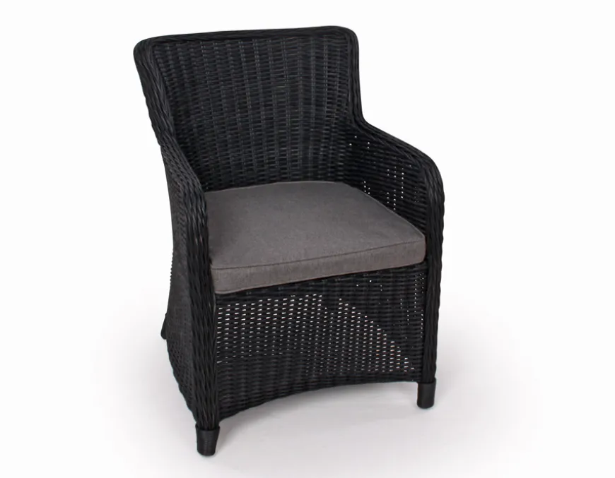 Rio Sort Cafesæt m/2 spisestole - Ø 70 cm - m/vandafv. hynder