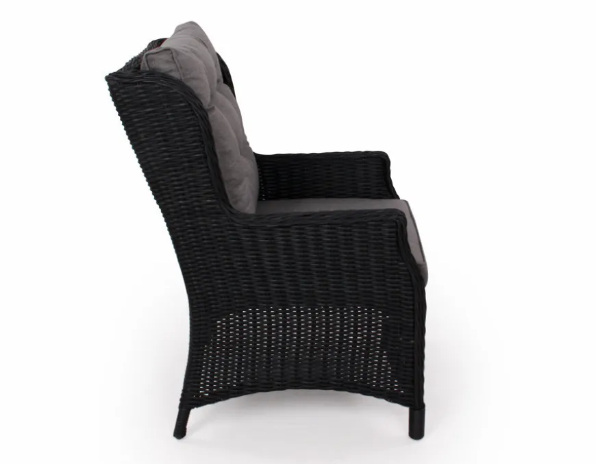 Rio Sort Havemøbelsæt m/6 loungestole - 94x210 cm - m/vandafv. hynder