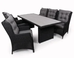 Rio Sort Havemøbelsæt m/6 loungestole - 94x210 cm - m/vandafv. hynder