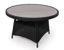 Rio Sort Havemøbelsæt m/4 pos stole - Ø 130 cm - m/vandafv. hynder