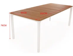 Ronja Havebord - 90x200 cm - Hvid/teak
