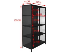 Ærøskøbing Vitrineskab i Metal - 90x40x160 cm - Sort